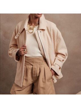 Banana Republic NWT Ivory Oversized Balmacaan Jacket Size Small